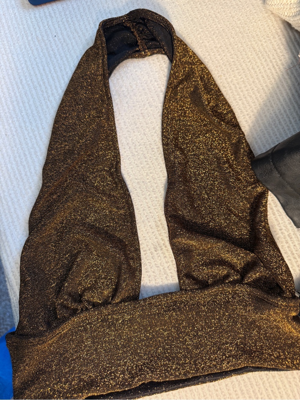 SHEIN Black and Gold Sparkle Halter Top
